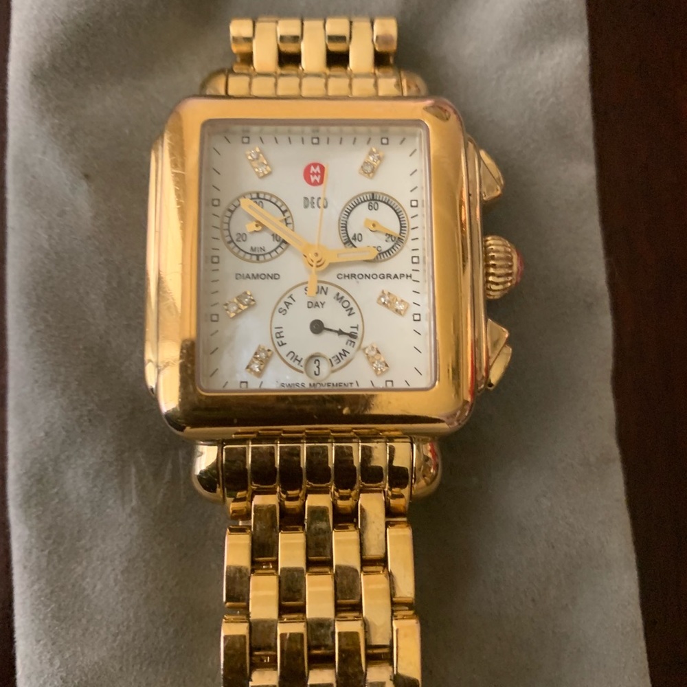 Michele Deco Gold Watch